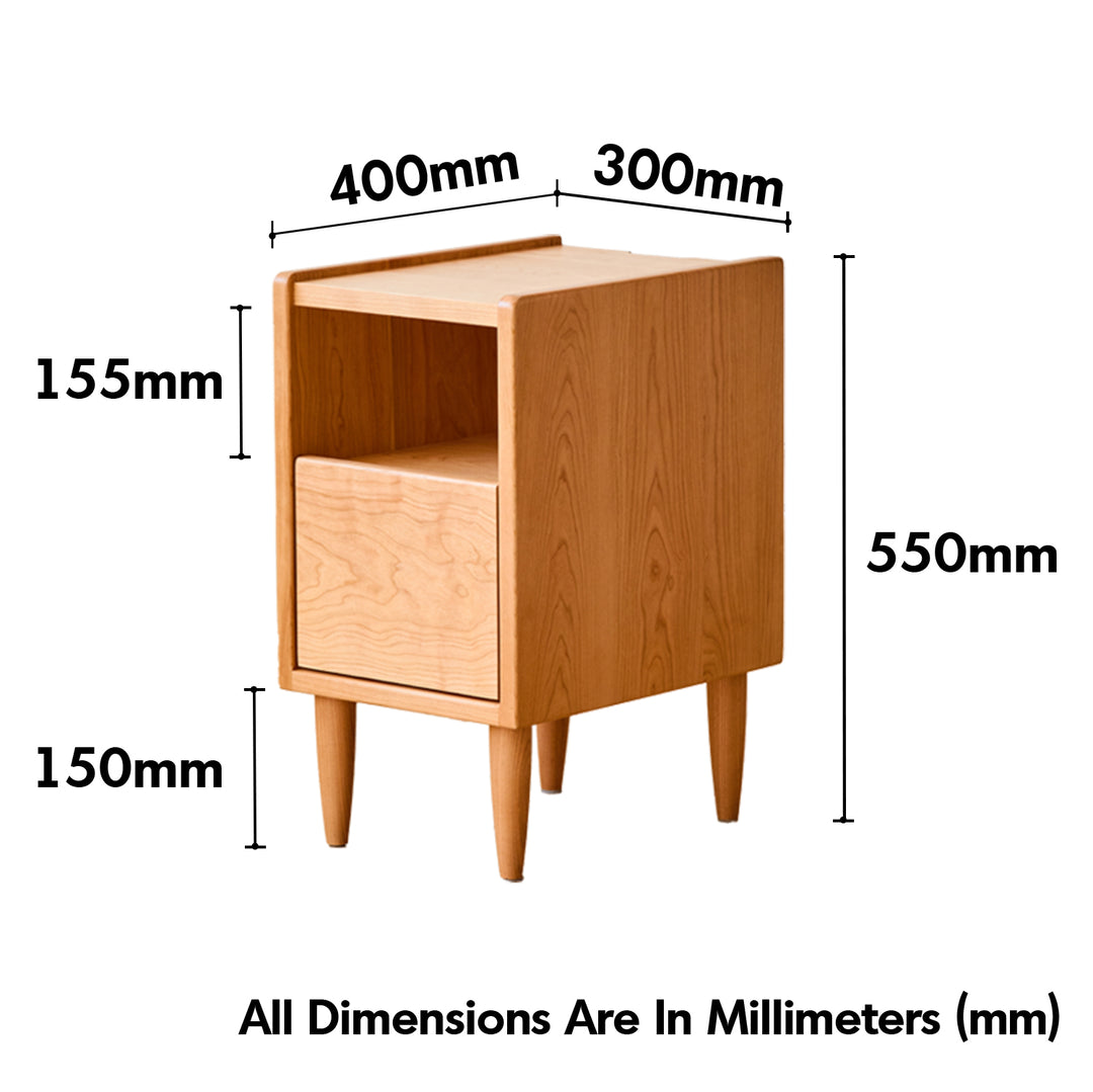 Scandinavian oak wood side table cubo size charts.