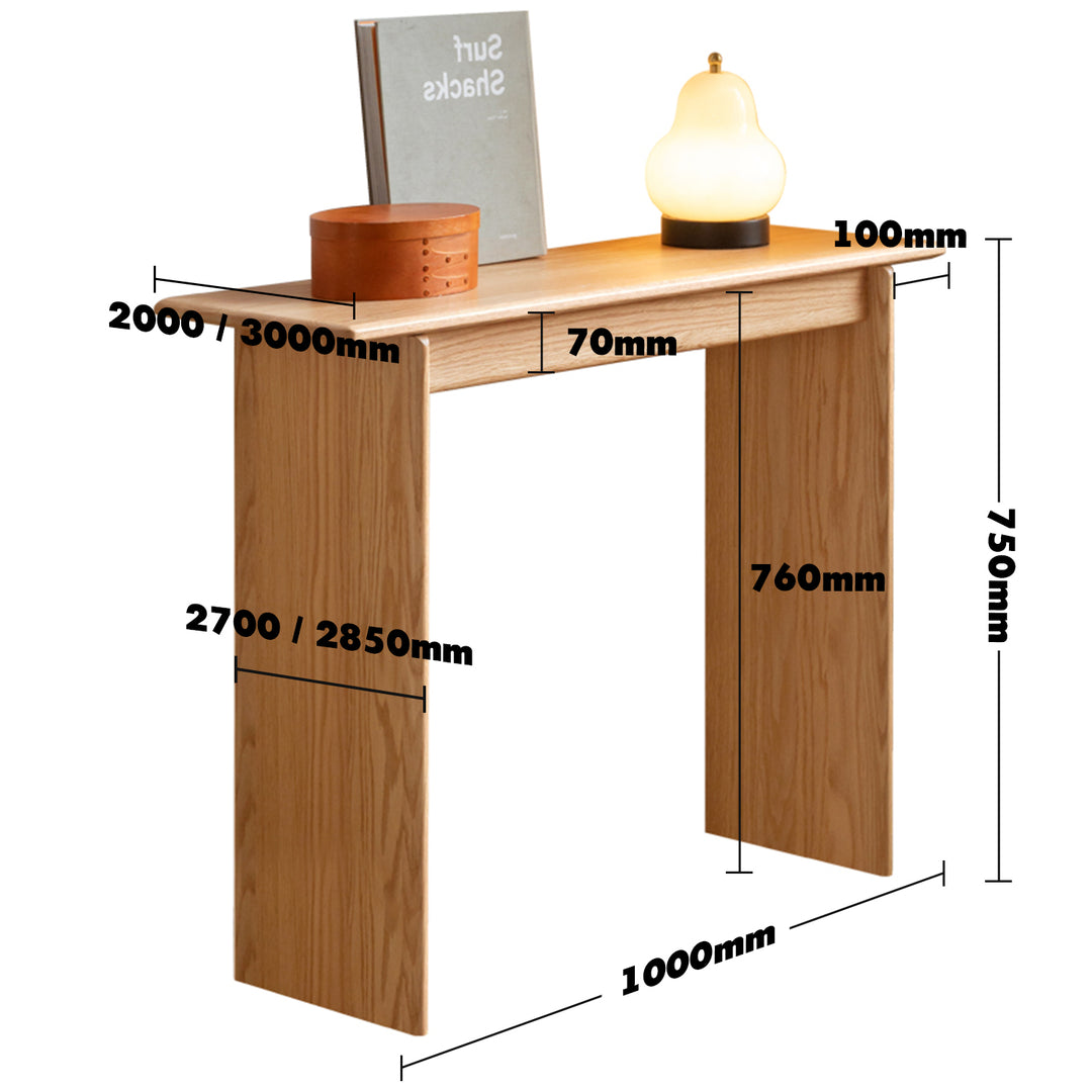 Scandinavian oak wood side table fina size charts.