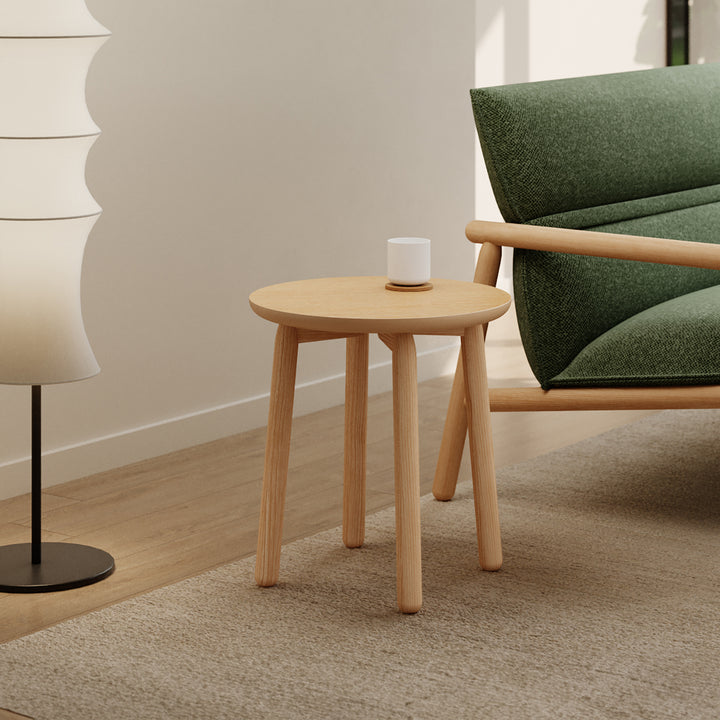 Scandinavian oak wood side table may primary product view.