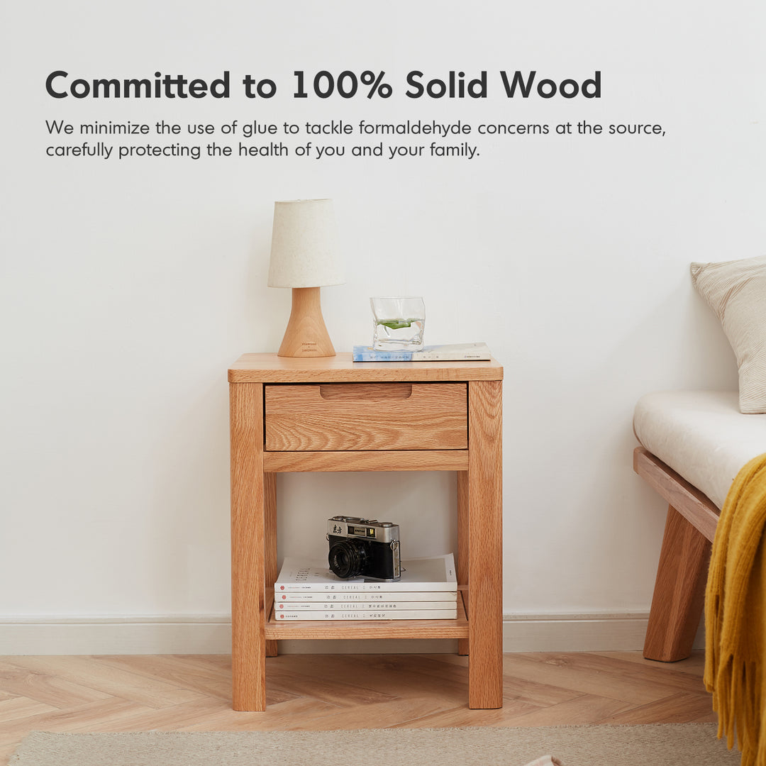 Scandinavian oak wood side table noma with context.