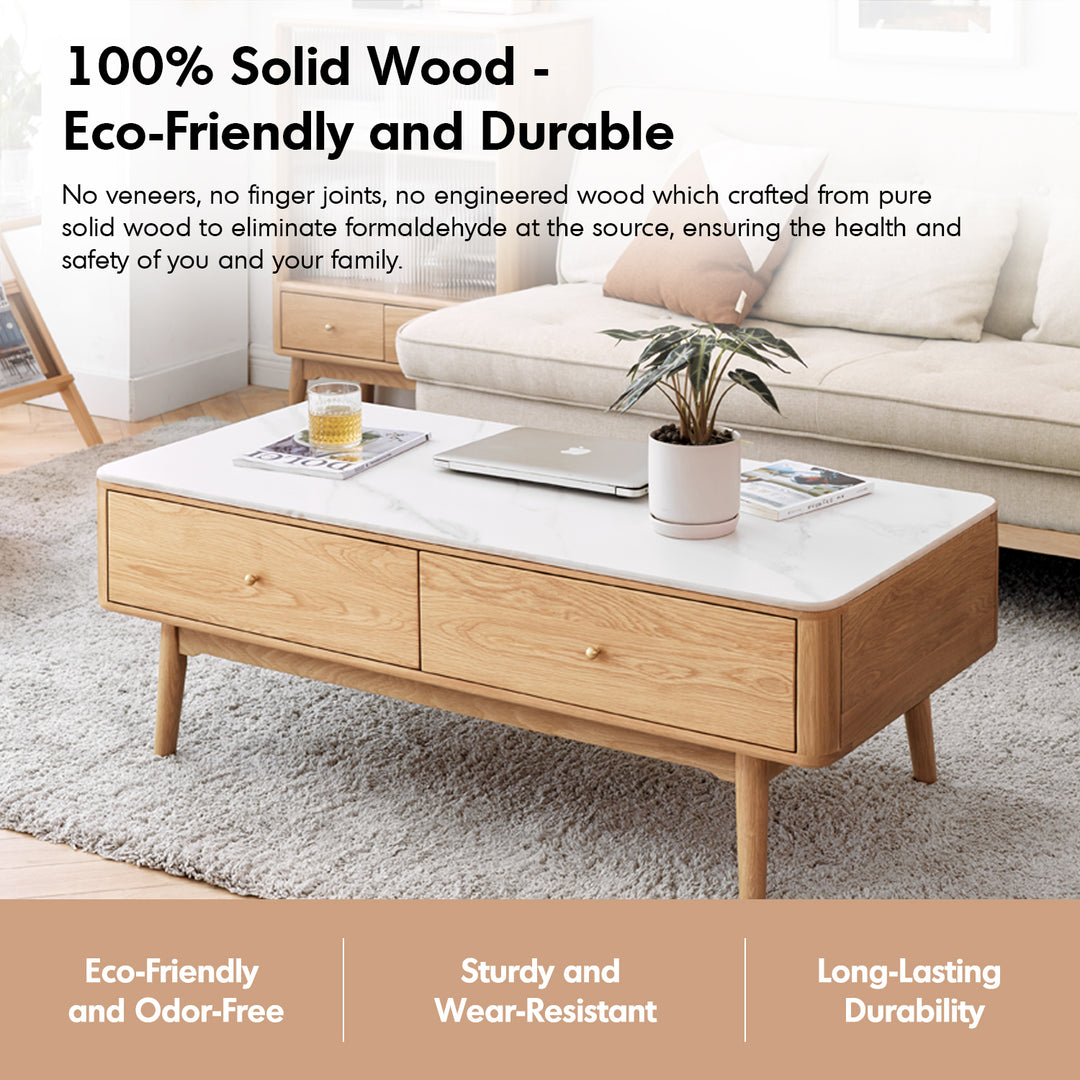 Scandinavian oak wood sintered stone coffee table beam situational feels.