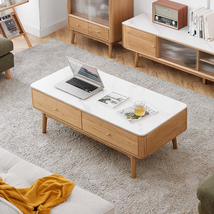 Scandinavian Oak Wood Sintered Stone Coffee Table BEAM Good to Know Preview-1