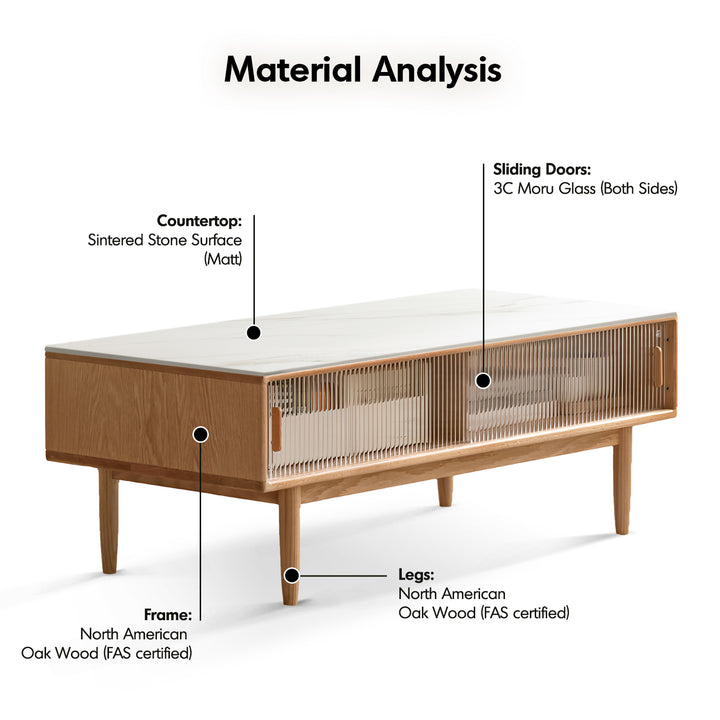 Scandinavian oak wood sintered stone coffee table vista detail 5.