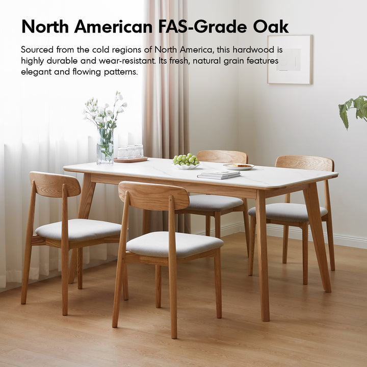 Scandinavian oak wood sintered stone dining table aura detail 2.