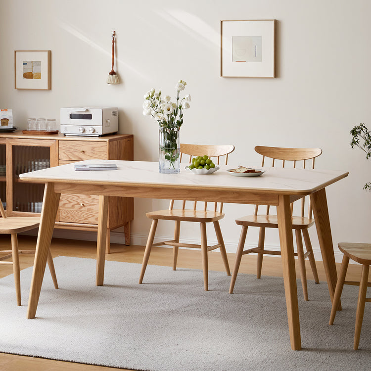 Scandinavian Oak Wood Sintered Stone Dining Table AURA Good to Know Preview-1