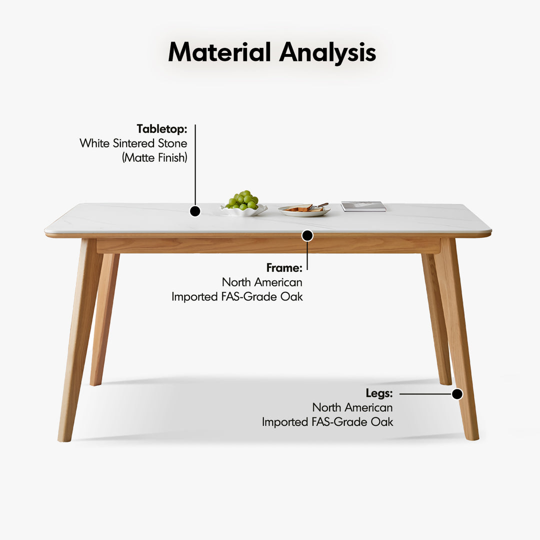 Scandinavian oak wood sintered stone dining table aura detail 6.