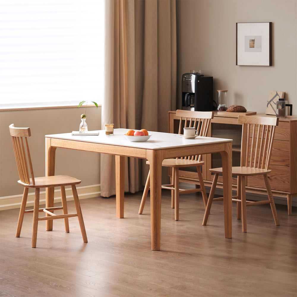 Scandinavian oak wood sintered stone dining table oaklin primary product view.