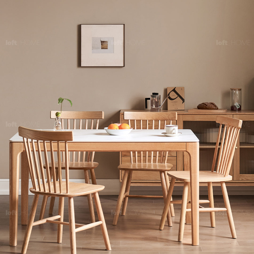 Scandinavian oak wood sintered stone dining table oaklin in real life style.