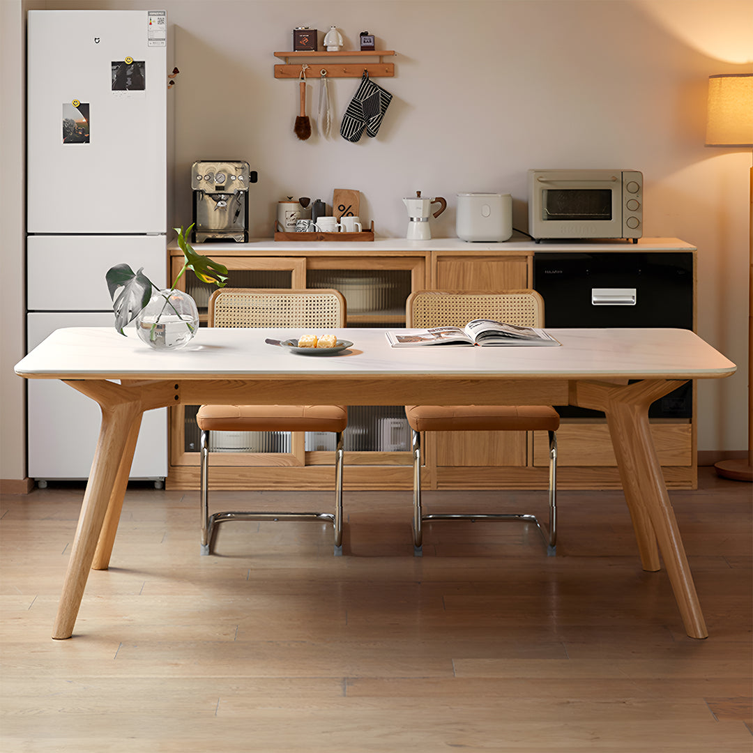 Scandinavian oak wood sintered stone dining table oaksta primary product view.