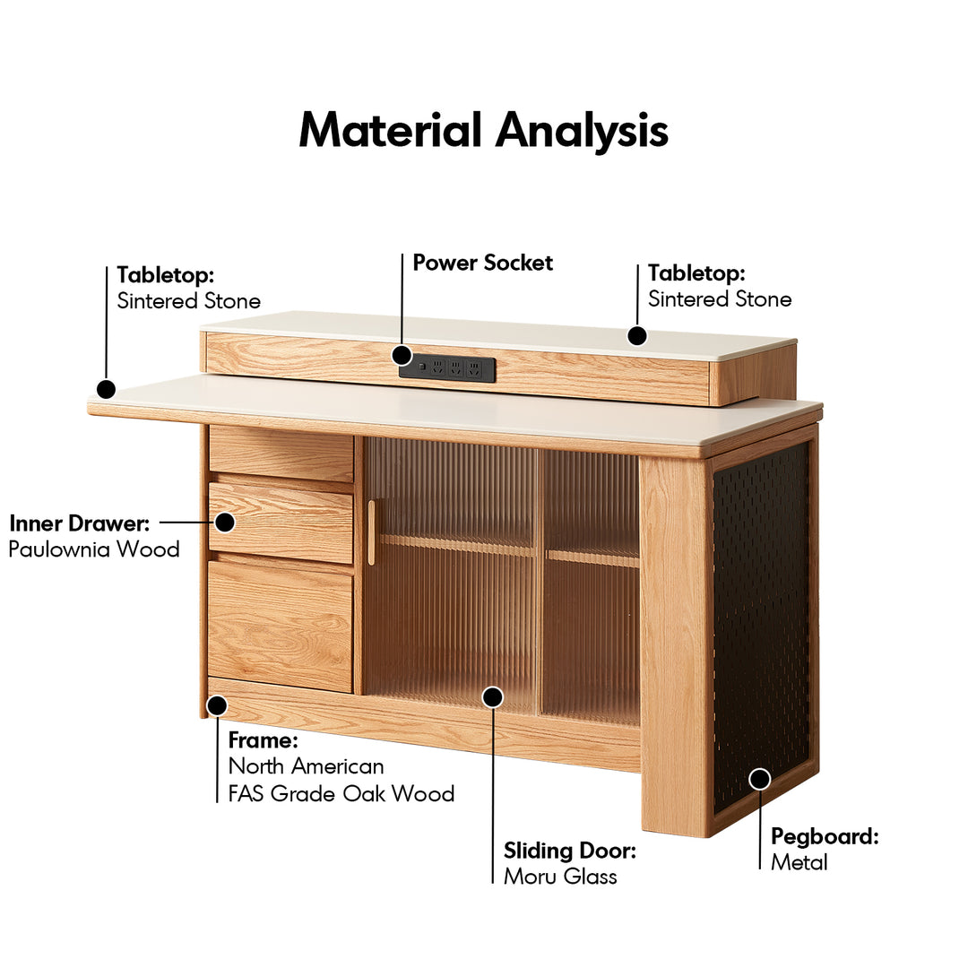 Scandinavian oak wood sintered stone extendable island dining table with cabinet moducab detail 10.