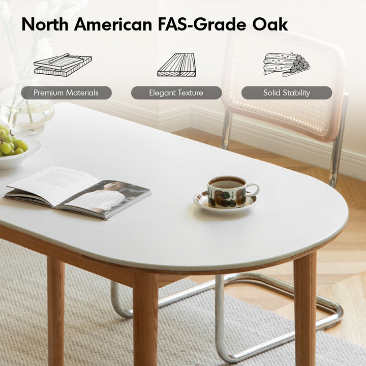 Scandinavian oak wood sintered stone half oval dining table halo detail 1.