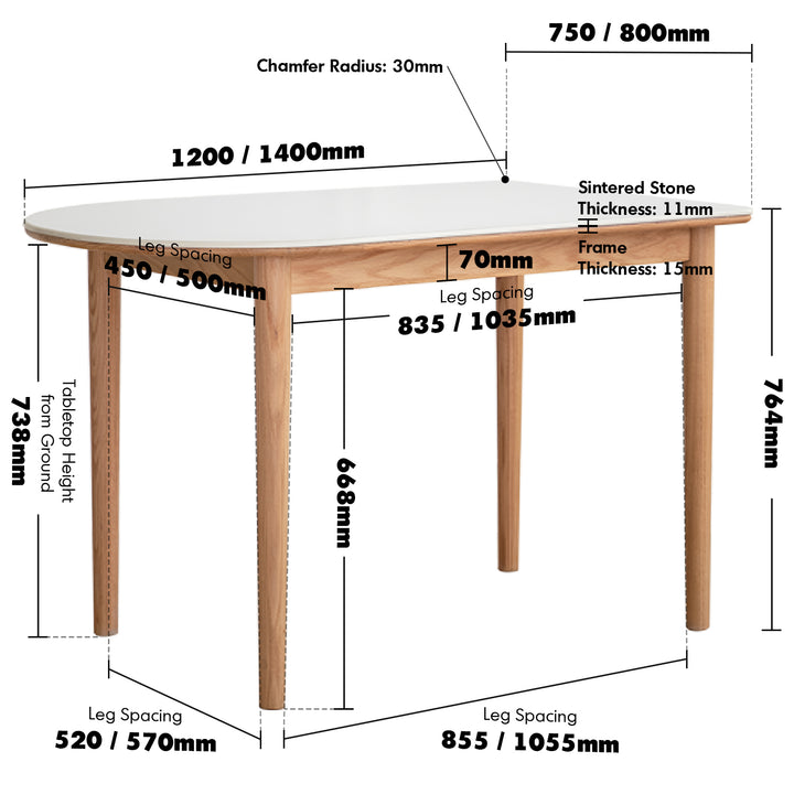 Scandinavian oak wood sintered stone half oval dining table halo size charts.