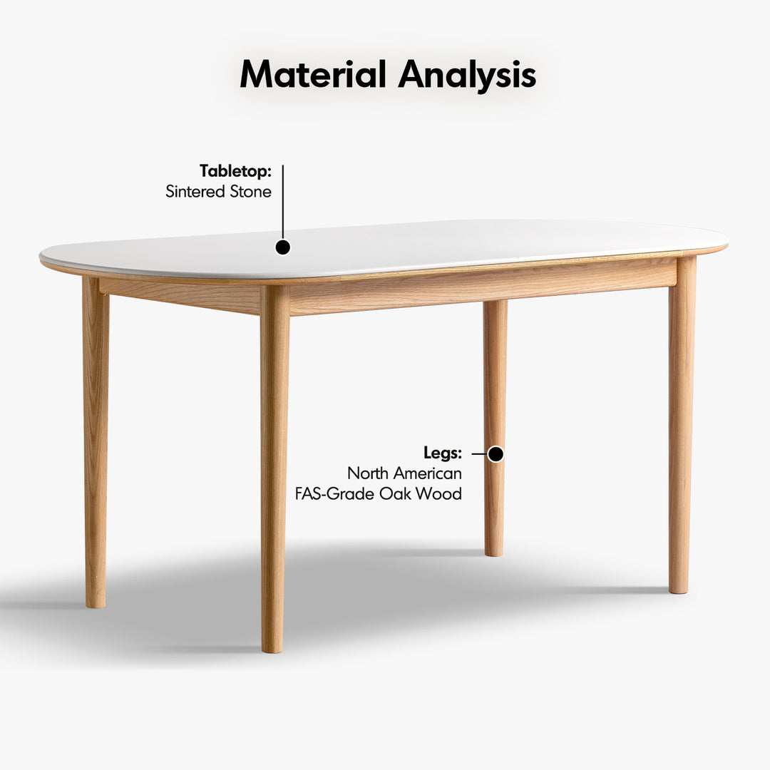 Scandinavian oak wood sintered stone oval dining table nova detail 1.