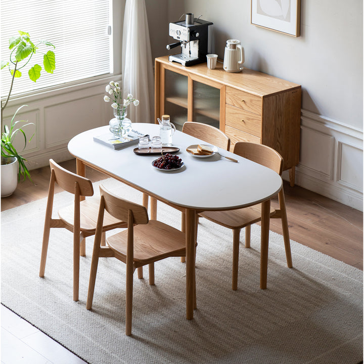 Scandinavian oak wood sintered stone oval dining table nova detail 5.