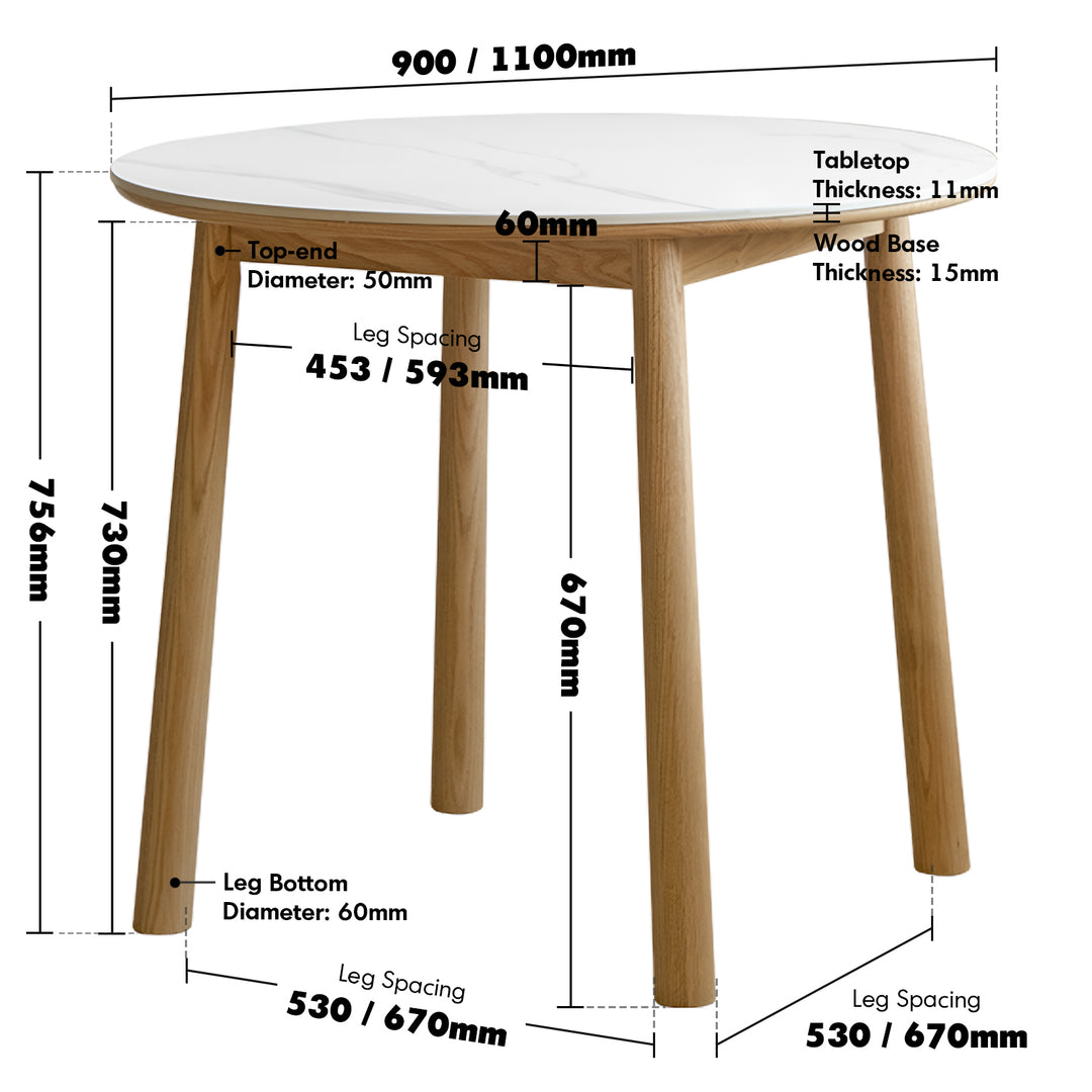 Scandinavian oak wood sintered stone round dining table orb size charts.