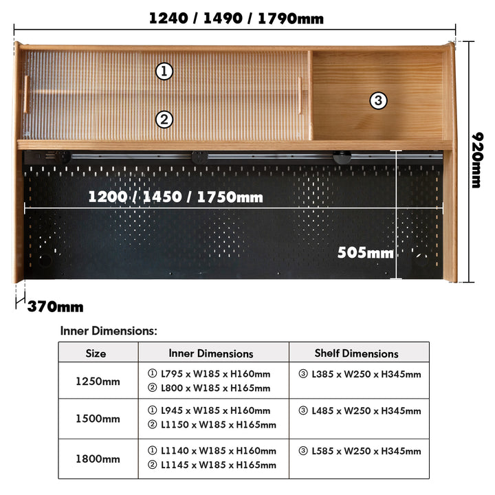 Scandinavian oak wood sintered stone storage side cabinet beam color swatches.