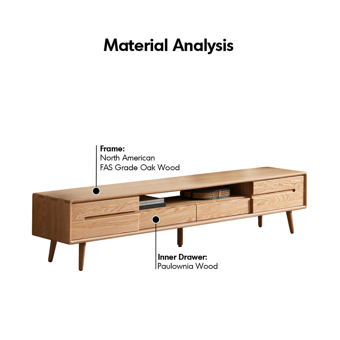 Scandinavian oak wood sliding door tv console linea detail 3.