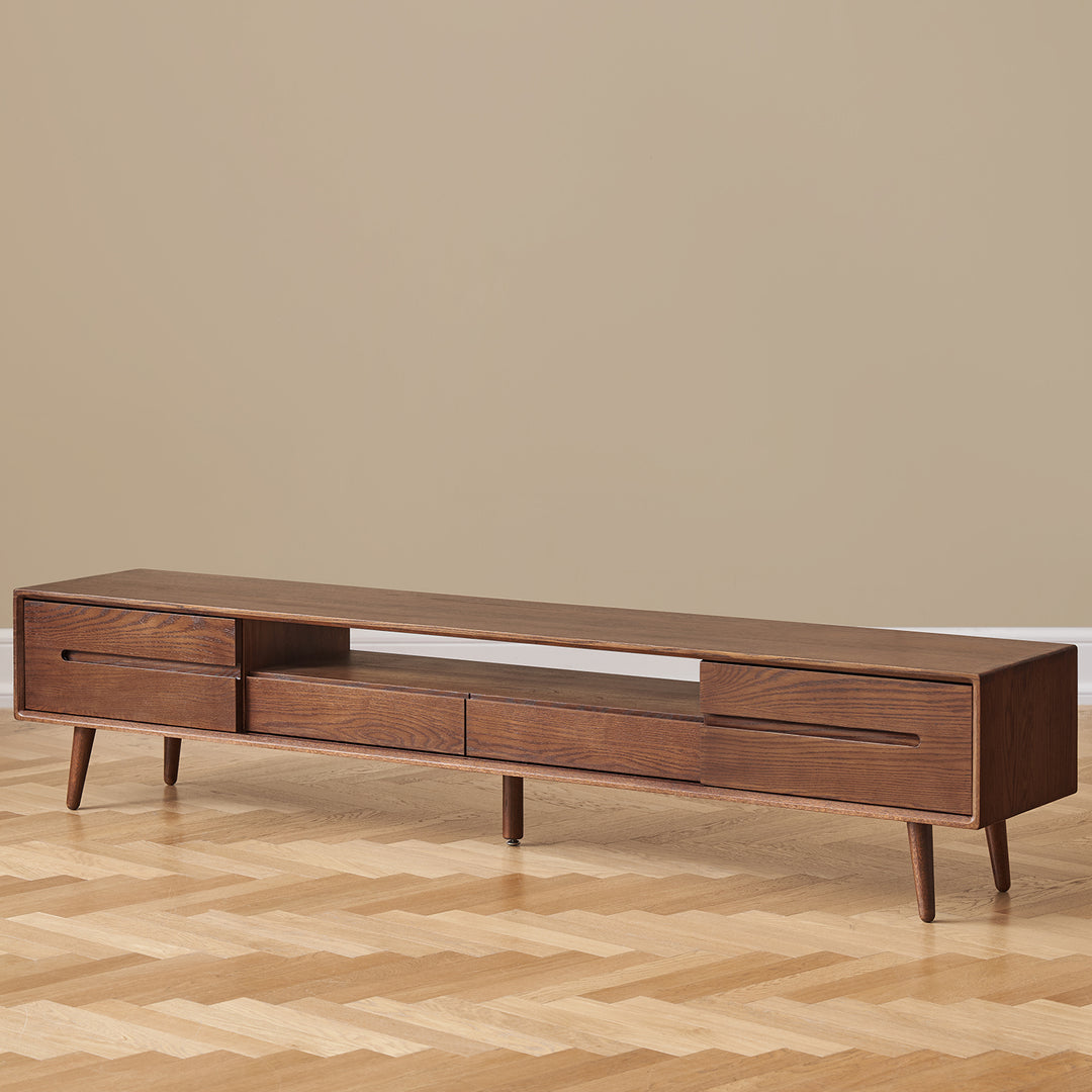 Scandinavian oak wood sliding door tv console linea detail 19.