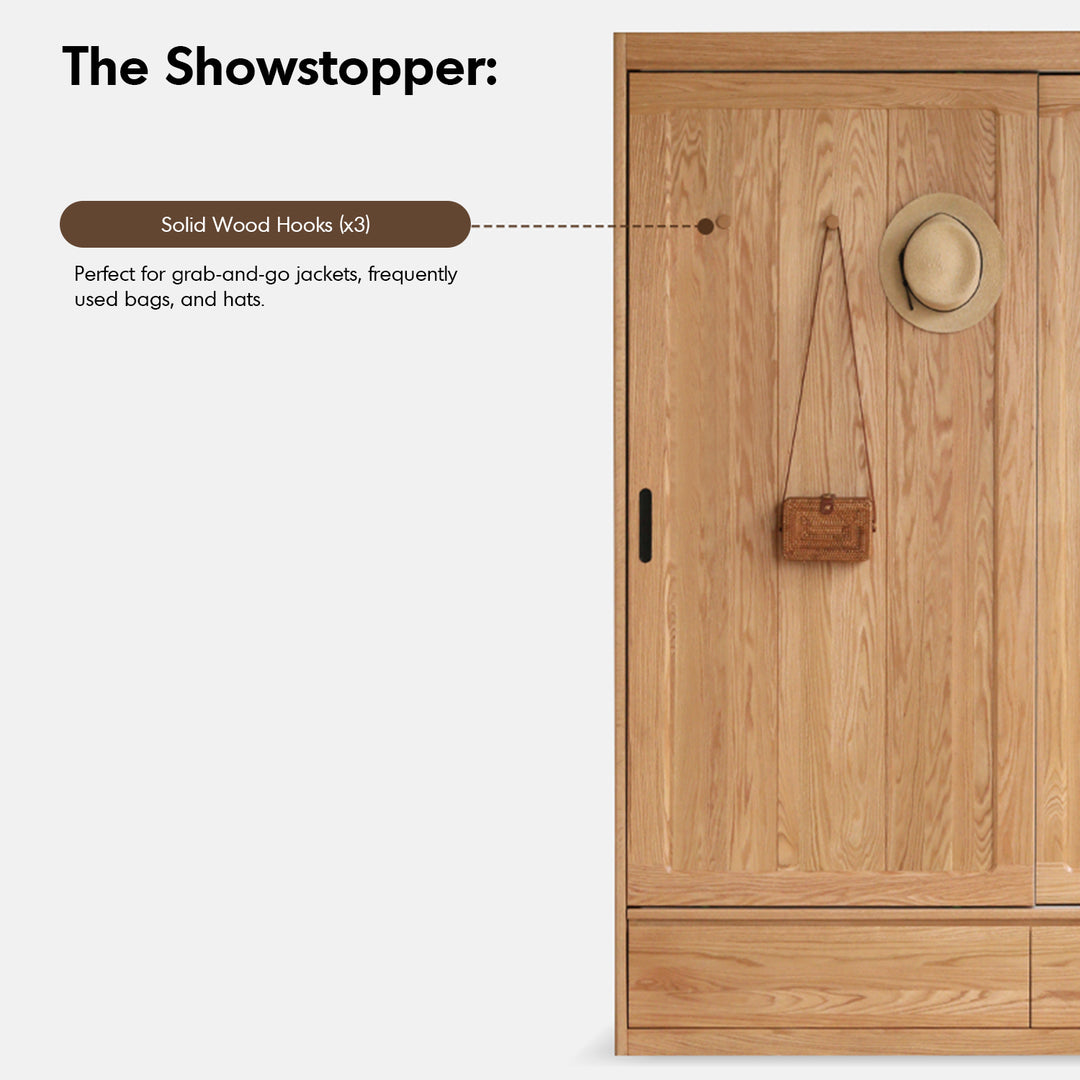 Scandinavian oak wood sliding door wardrobe align conceptual design.