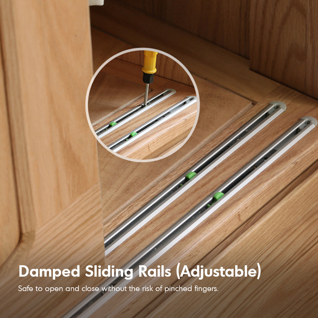 Scandinavian oak wood sliding door wardrobe align detail 6.