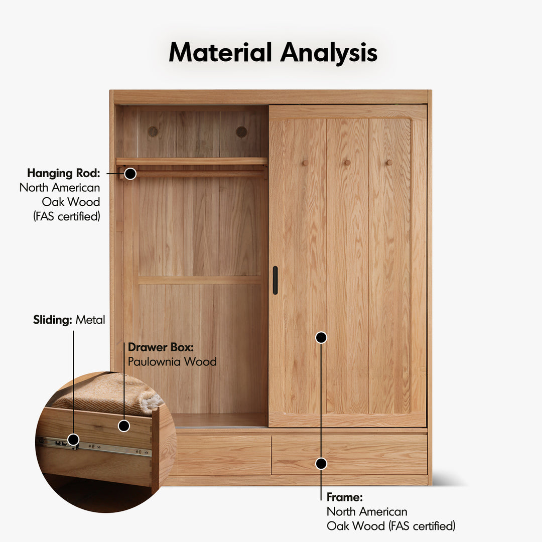 Scandinavian oak wood sliding door wardrobe align detail 18.