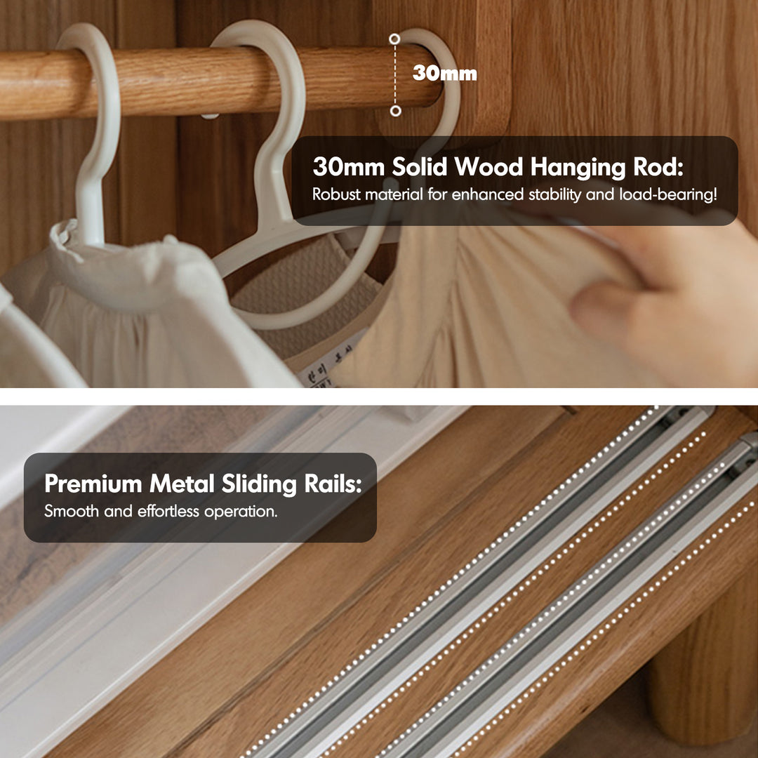 Scandinavian oak wood sliding door wardrobe edge detail 1.