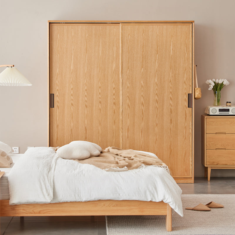 Scandinavian oak wood sliding door wardrobe oakley detail 8.