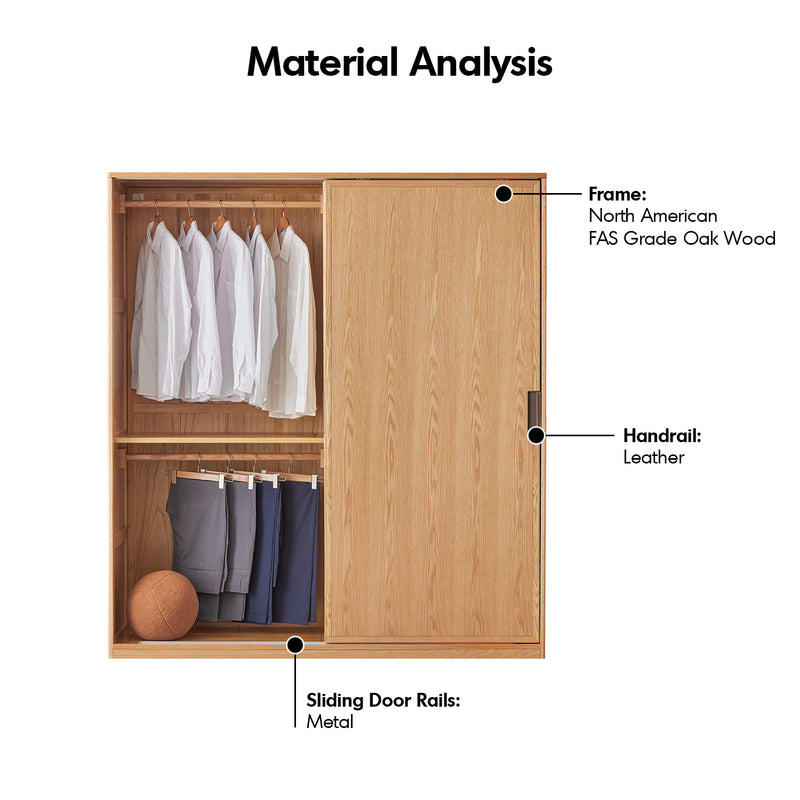 Scandinavian oak wood sliding door wardrobe oakley detail 7.