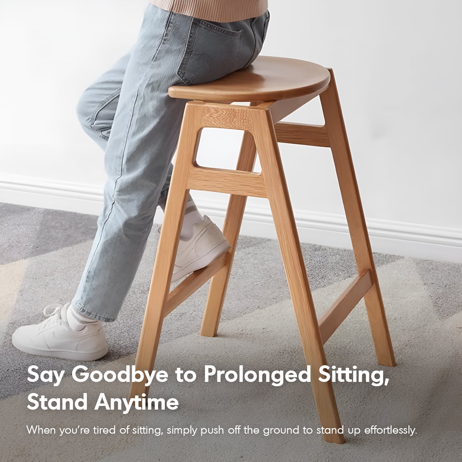 Scandinavian Oak Wood Stackable Bar Stool STACKO – LOFT HOME