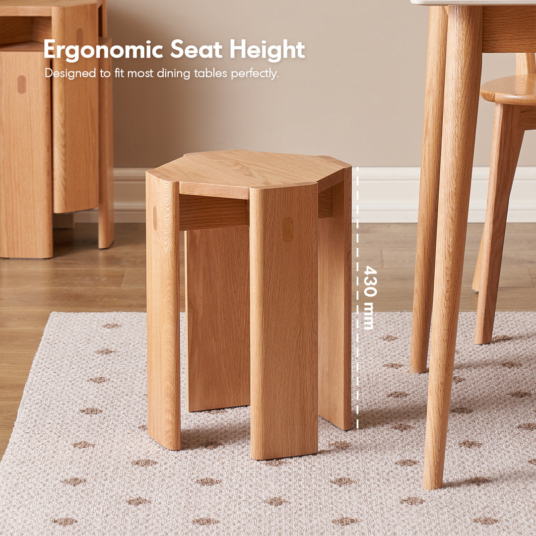 Scandinavian oak wood stackable stool side table 2pcs set stacka layered structure.