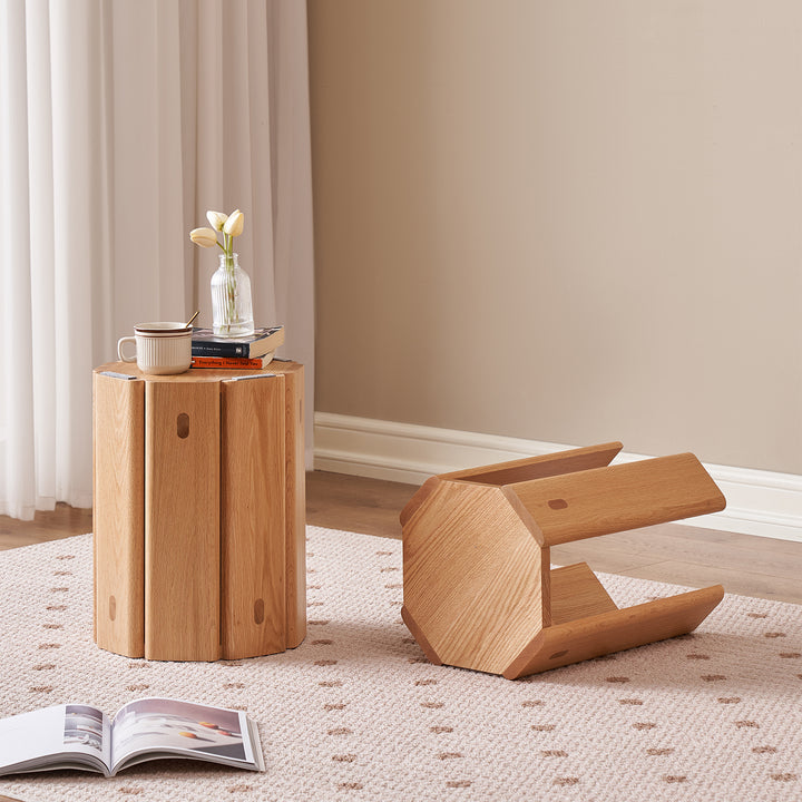 Scandinavian oak wood stackable stool side table 2pcs set stacka primary product view.