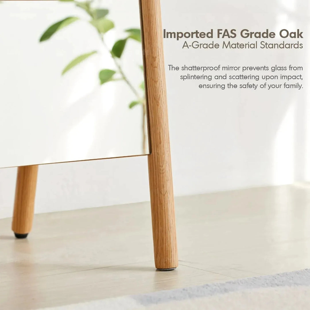 Scandinavian oak wood standing floor mirror premium with context.