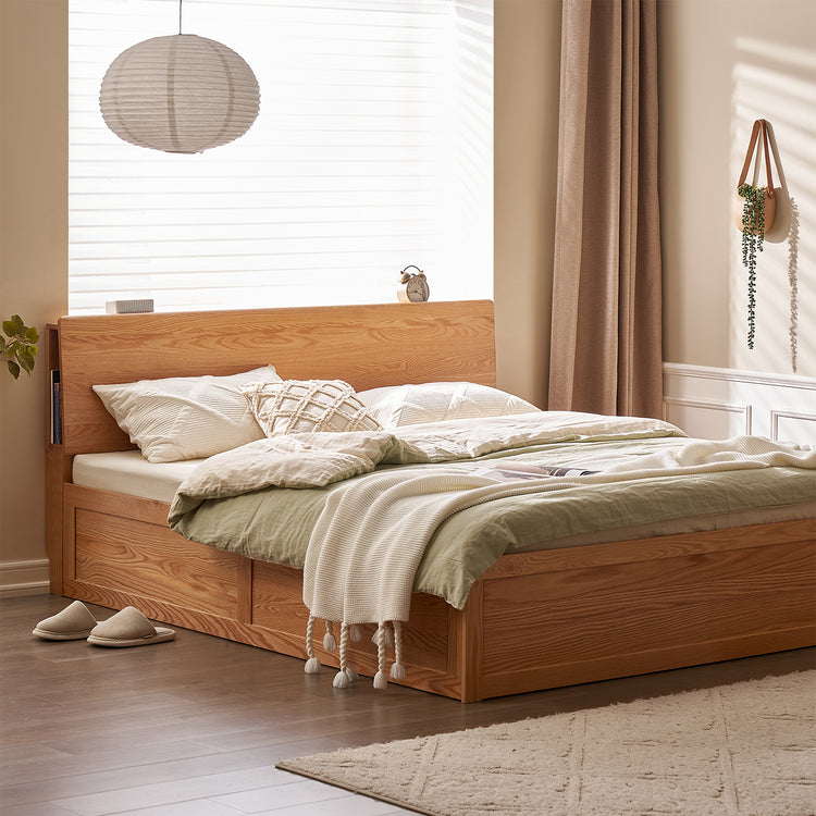 Scandinavian Oak Wood Storage Bed SHELTER Good to Know Preview-1