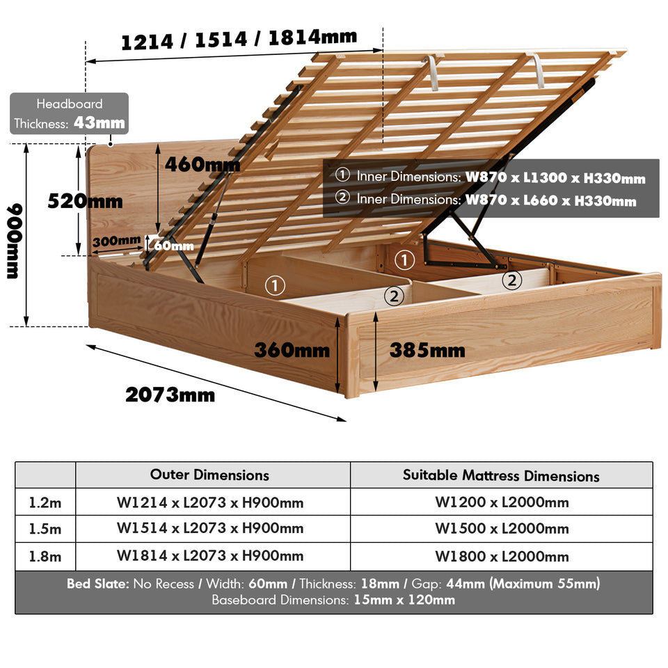Scandinavian oak wood storage bed solace size charts.