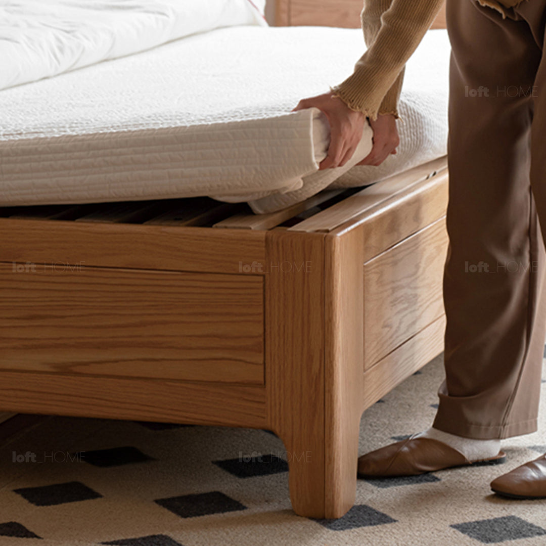 Scandinavian oak wood storage bed vault environmental situation.