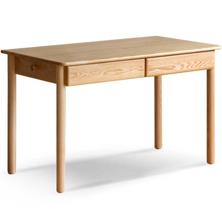 Scandinavian oak wood study table with shelf lumeo detail 21.