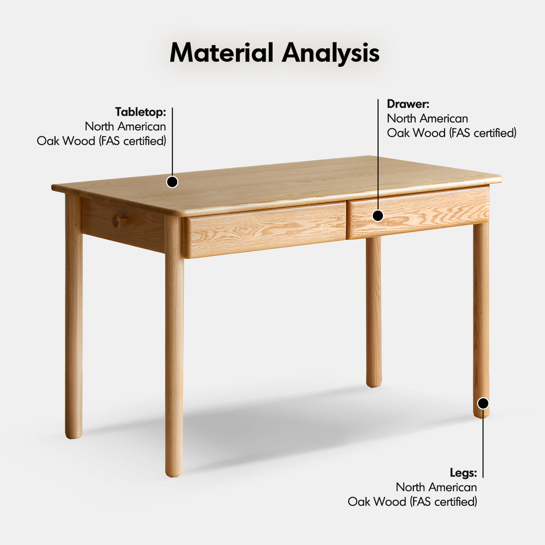 Scandinavian oak wood study table with shelf lumeo detail 18.