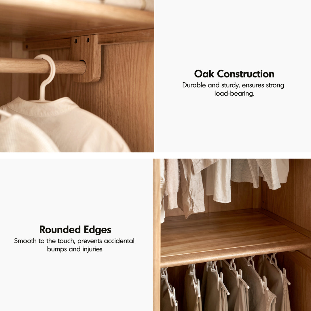 Scandinavian oak wood swing door wardrobe nestle detail 2.