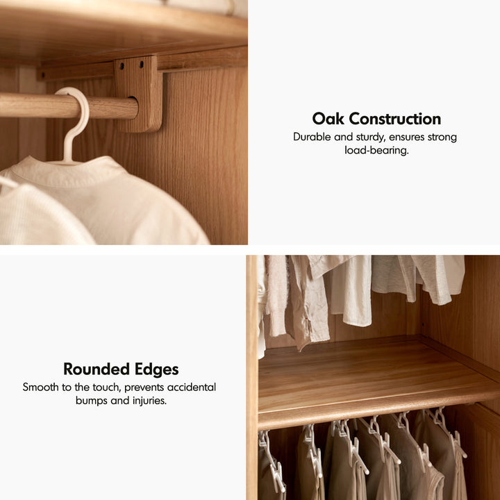 Scandinavian oak wood swing door wardrobe nestle detail 2.