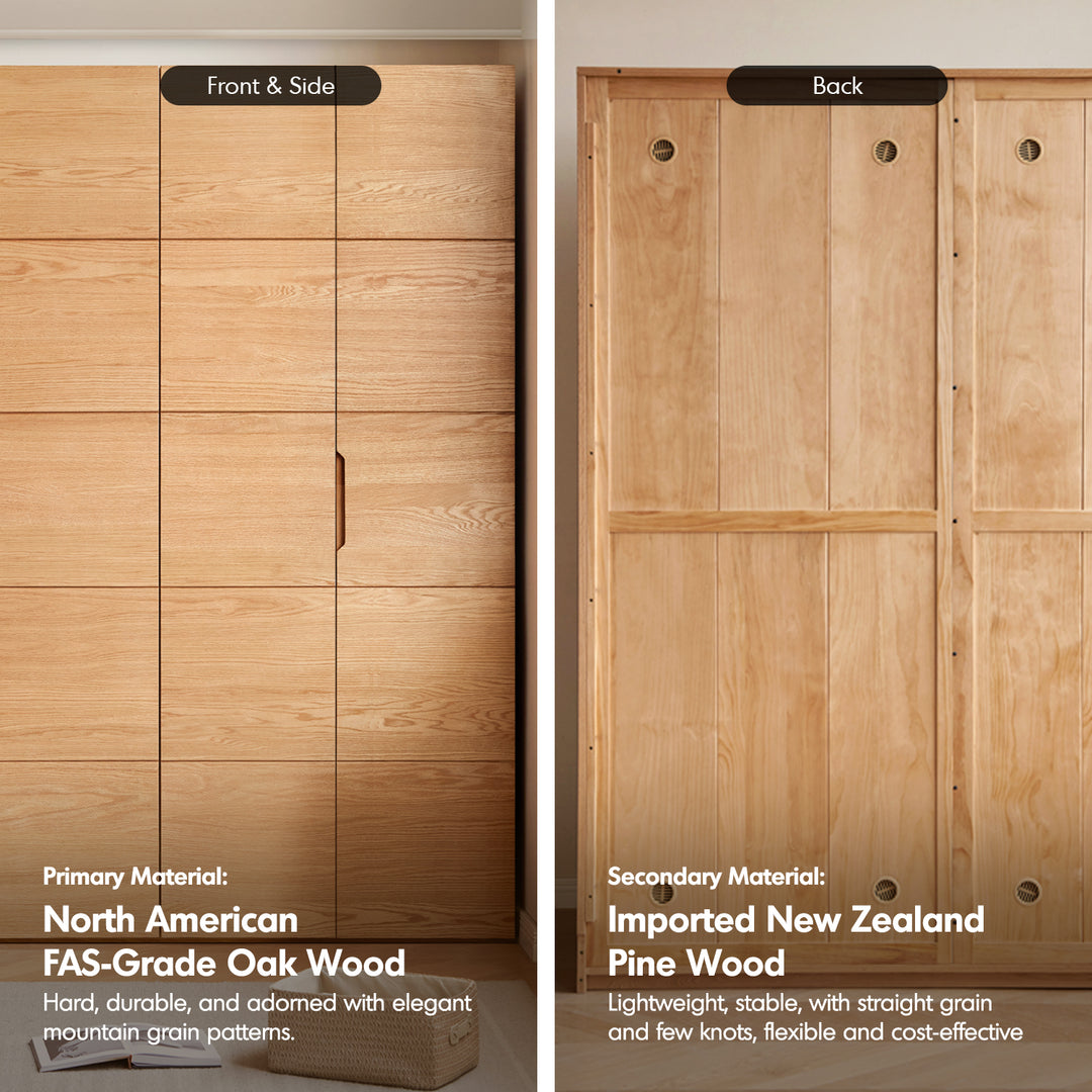 Scandinavian oak wood swing door wardrobe nestle detail 4.