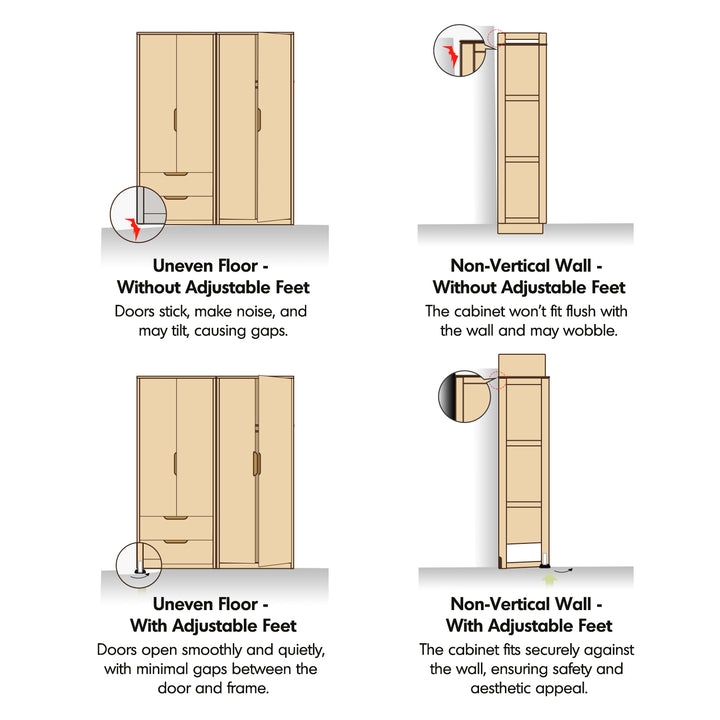 Scandinavian oak wood swing door wardrobe nestle detail 6.