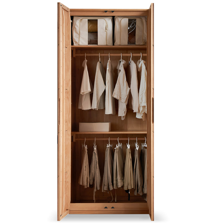 Scandinavian oak wood swing door wardrobe nestle detail 10.