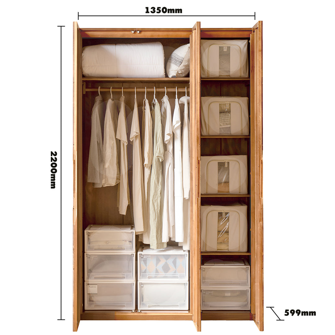 Scandinavian oak wood swing door wardrobe nestle material variants.