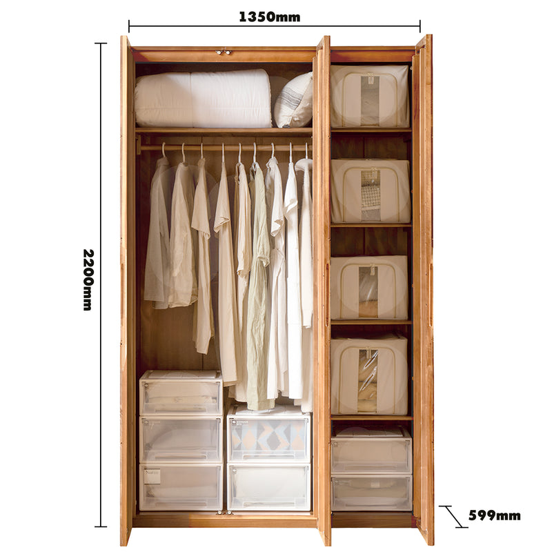 Scandinavian oak wood swing door wardrobe nestle color swatches.
