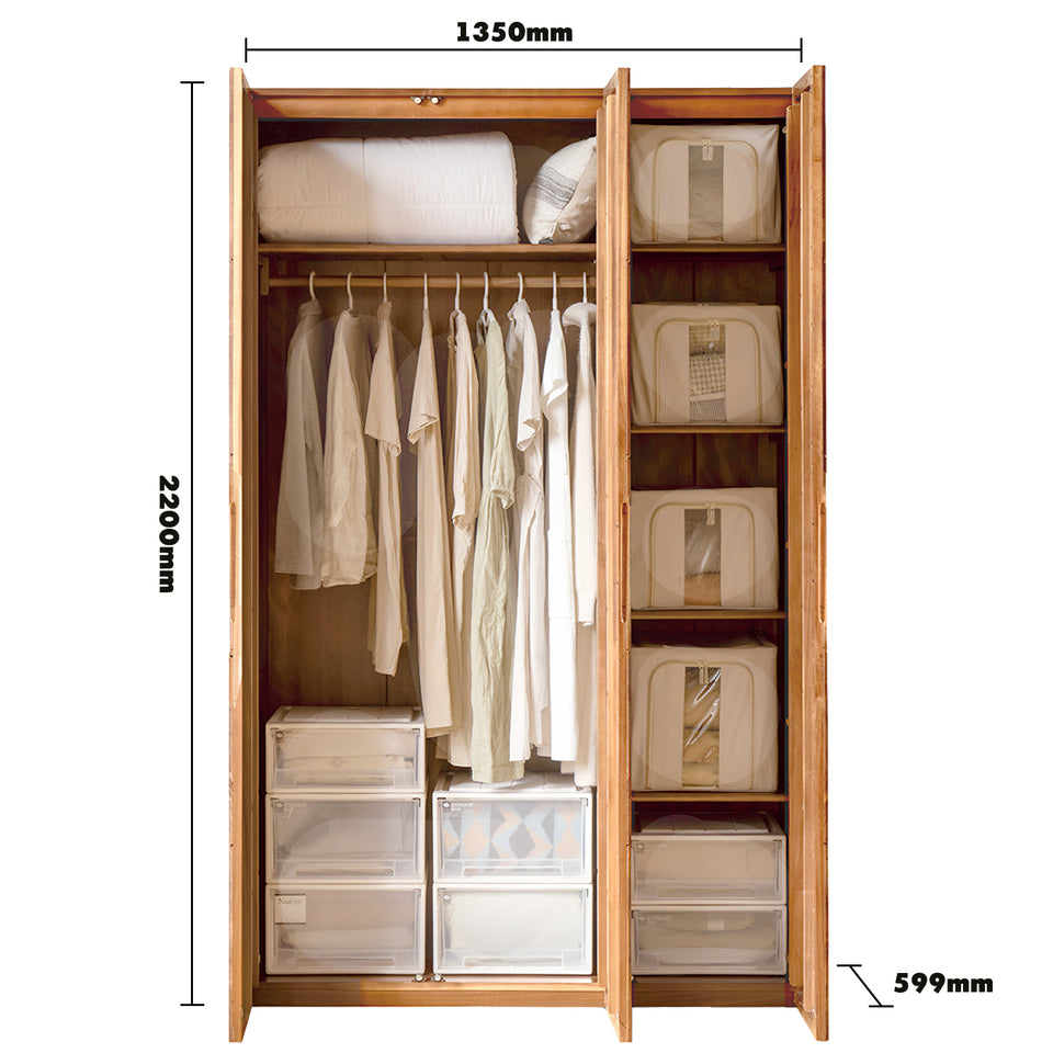 Scandinavian oak wood swing door wardrobe nestle color swatches.