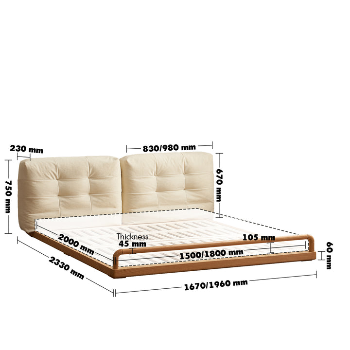 Scandinavian oak wood velvet fabric floor bed cloud size charts.