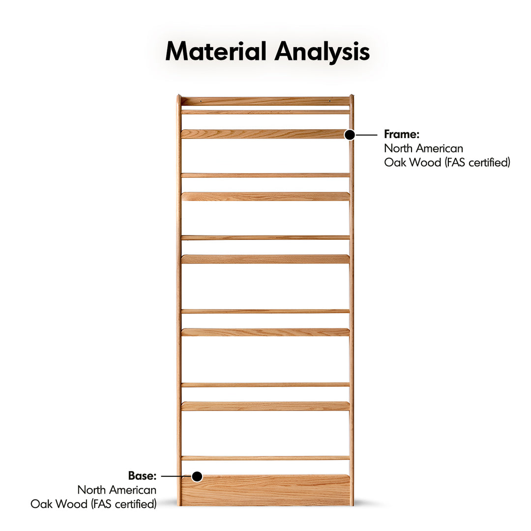 Scandinavian oak wood wall shelf bookshelf spire detail 10.