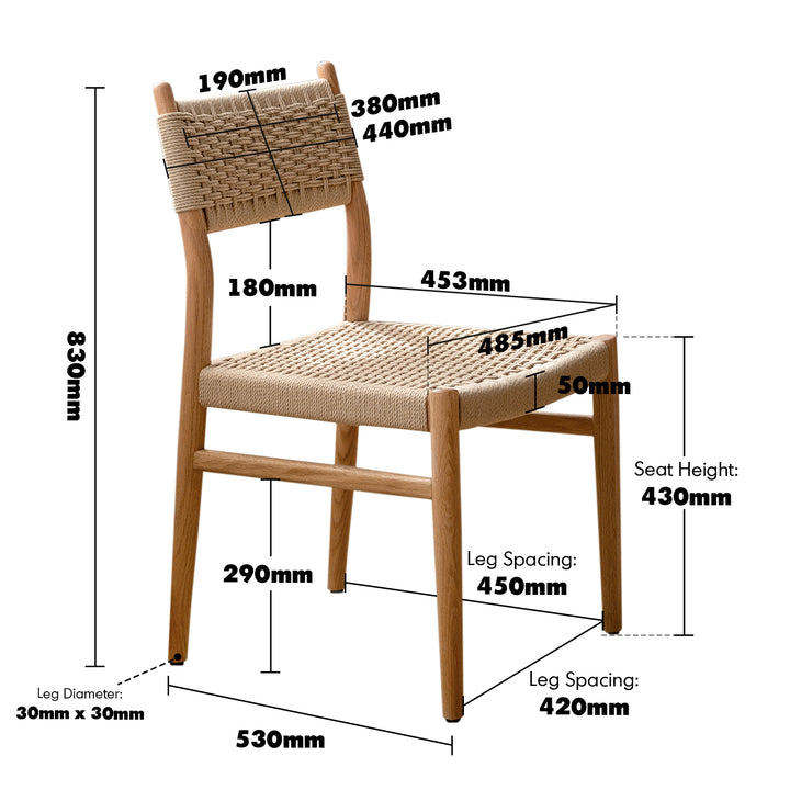 Scandinavian oak wood woven dining chair weave size charts.