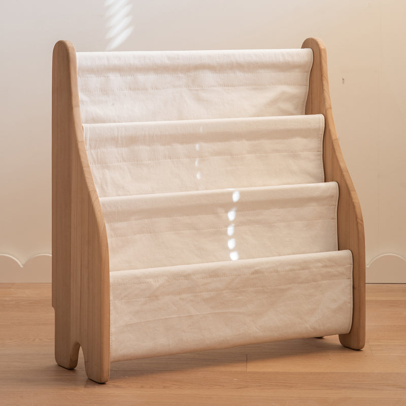 Scandinavian poplar wood kids bookshelf 4 layers luna detail 1.