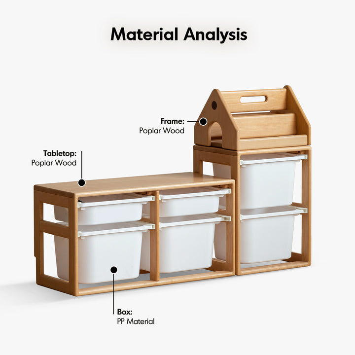 Scandinavian poplar wood kids storage drawer cabinet cubby detail 15.